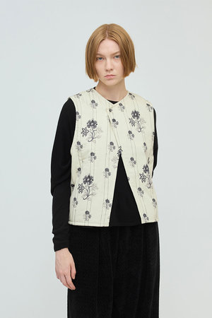 ミズイロインド/mizuiro indの2way print quitting vest ベスト(110800/110806)