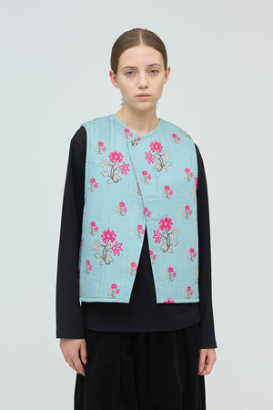 ミズイロインド/mizuiro indの2way print quitting vest ベスト(110800/110806)