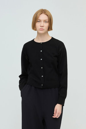 ミズイロインド/mizuiro indのcrew neck C/D crochet カーディガン(110300/110303)