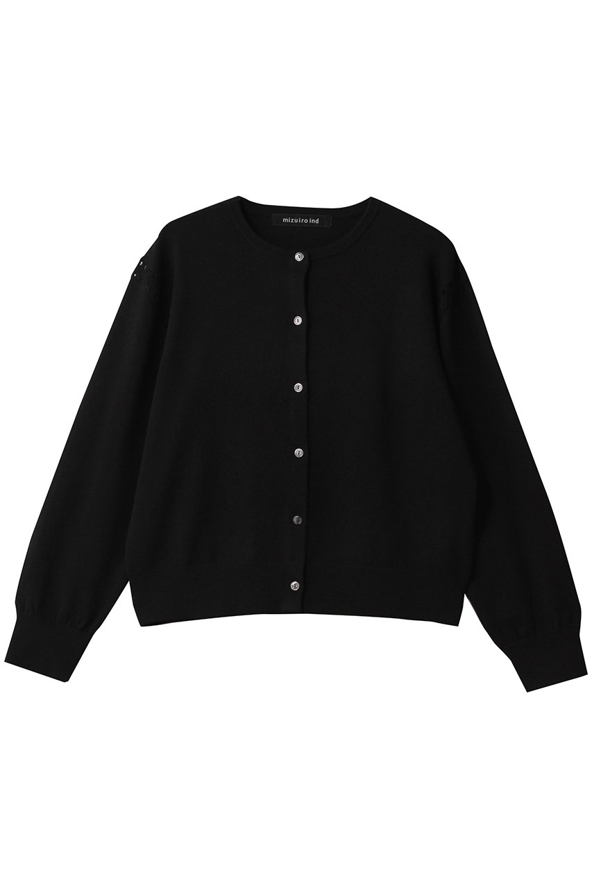 mizuiro ind crew neck C/D crochet カーディガン (black, F) ミズイロインド ELLE SHOP