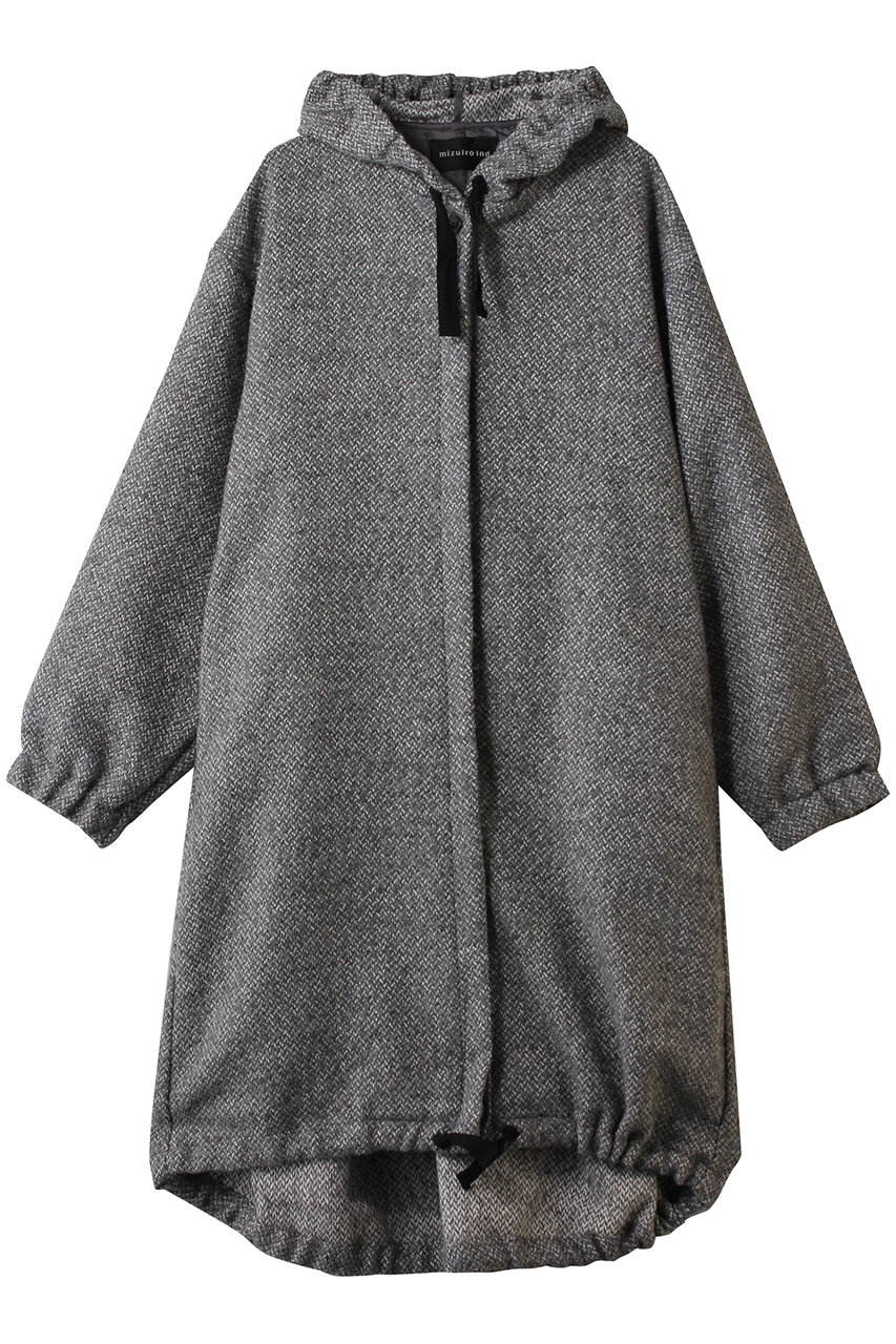 mizuiro ind wool blend hooded CT コート (gray, F) ミズイロインド ELLE SHOP mizuiro ind wool blend hooded CT コート (gray, F) ミズイロインド ELLE SHOP