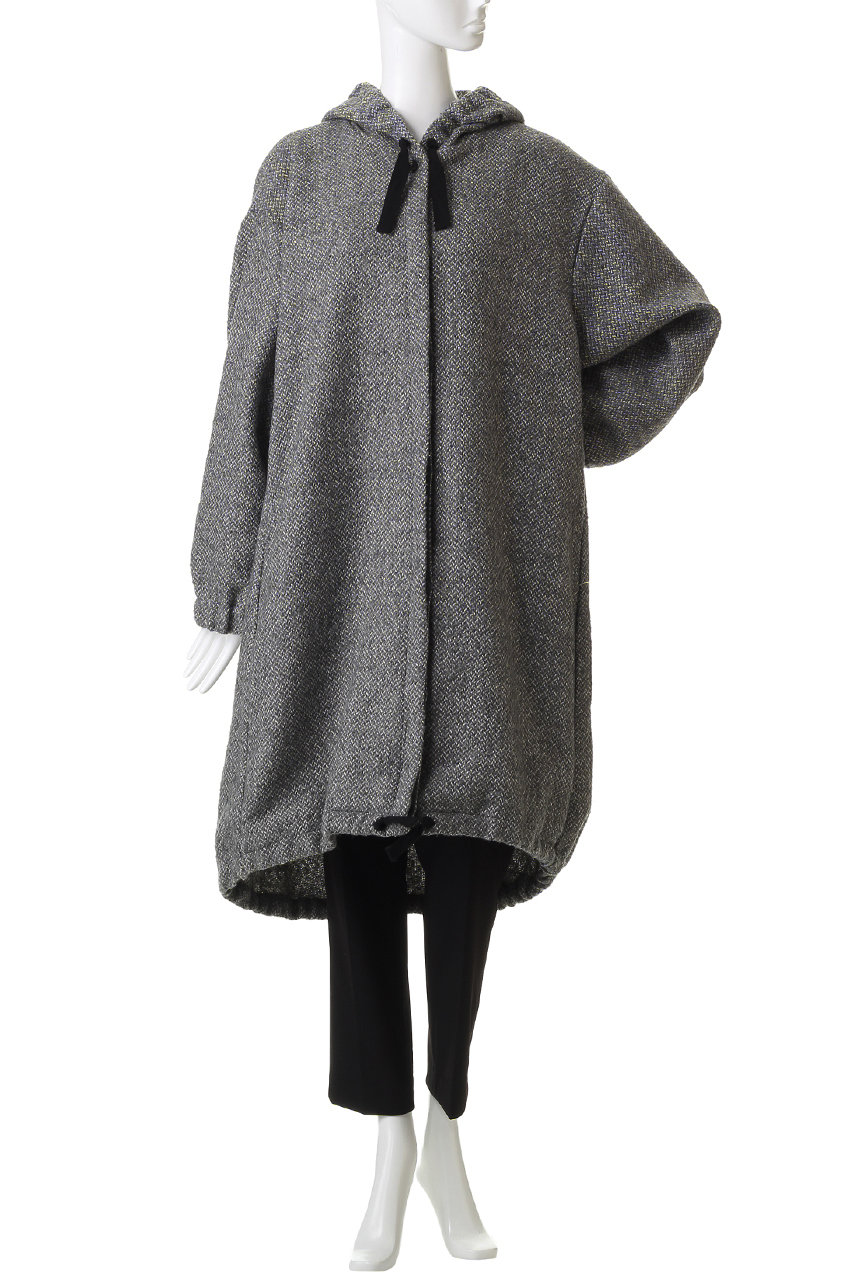 mizuiro ind(ミズイロインド)｜ウールブレンドフードコート/gray の