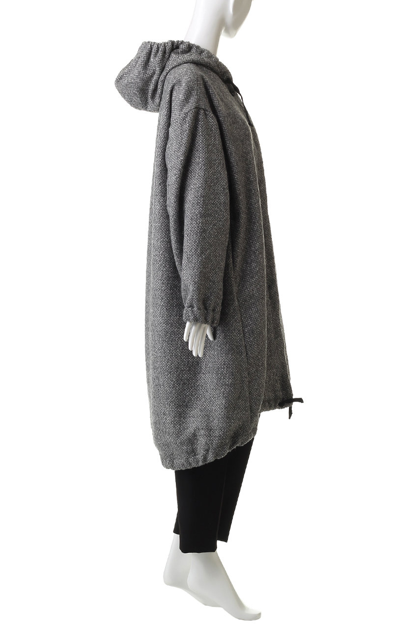 mizuiro ind(ミズイロインド)｜ウールブレンドフードコート/gray の