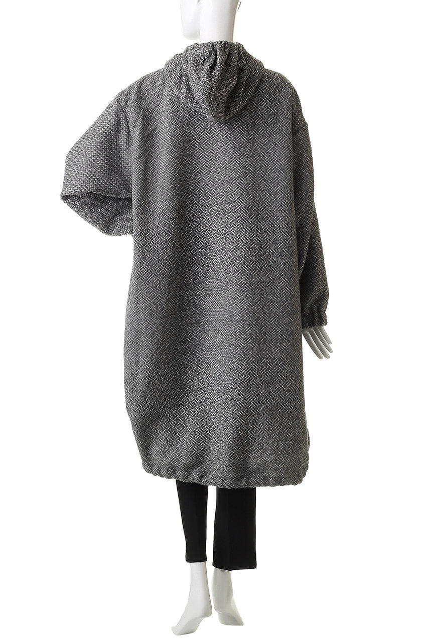 mizuiro ind(ミズイロインド)｜ウールブレンドフードコート/gray の