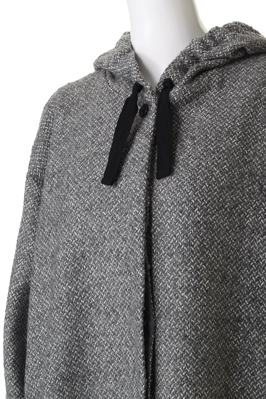 mizuiro ind(ミズイロインド)｜ウールブレンドフードコート/gray の