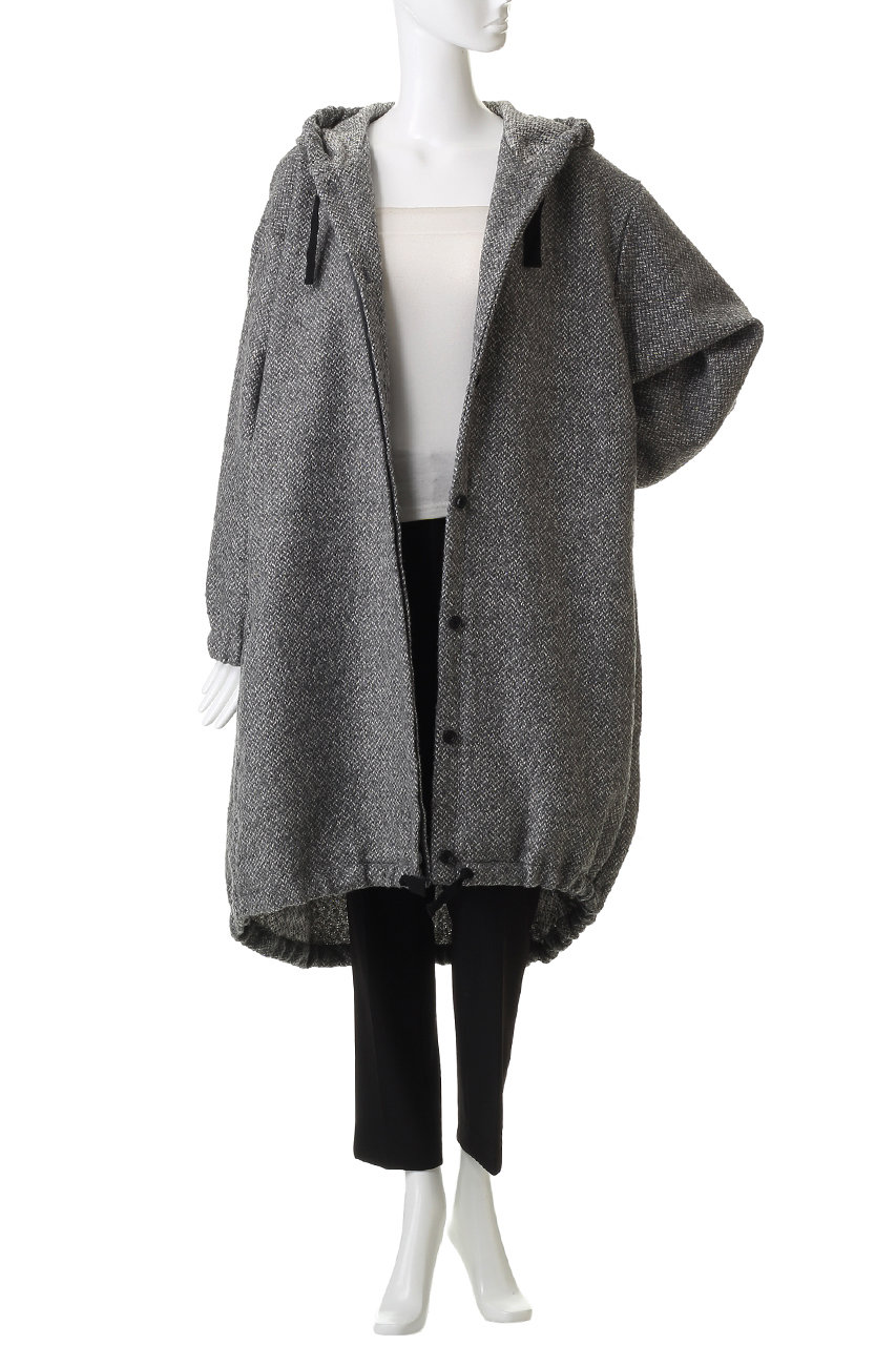 mizuiro ind(ミズイロインド)｜ウールブレンドフードコート/gray の