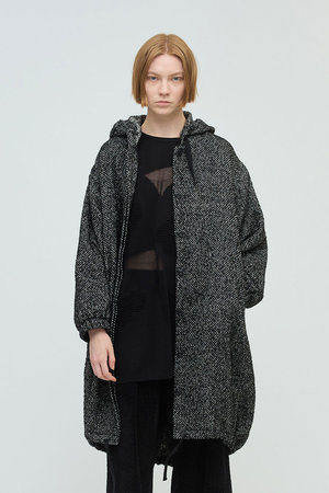 ミズイロインド/mizuiro indのウールブレンドフードコート(110900/110903)