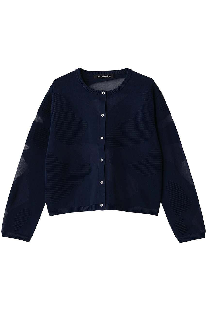 mizuiro ind sheer pattern C/D カーディガン (navy, F) ミズイロインド ELLE SHOP mizuiro ind sheer pattern C/D カーディガン (navy, F) ミズイロインド ELLE SHOP