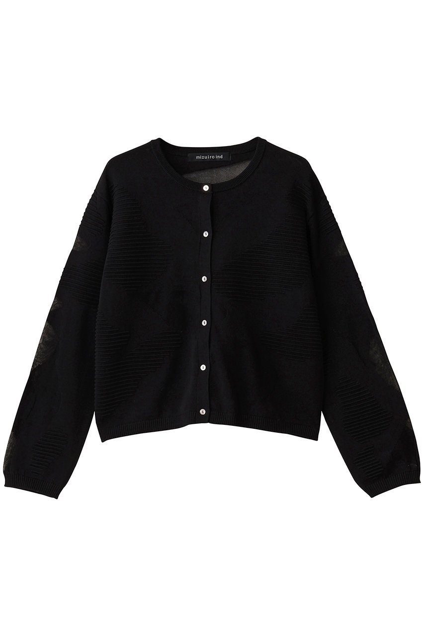 mizuiro ind sheer pattern C/D カーディガン (black, F) ミズイロインド ELLE SHOP mizuiro ind sheer pattern C/D カーディガン (black, F) ミズイロインド ELLE SHOP