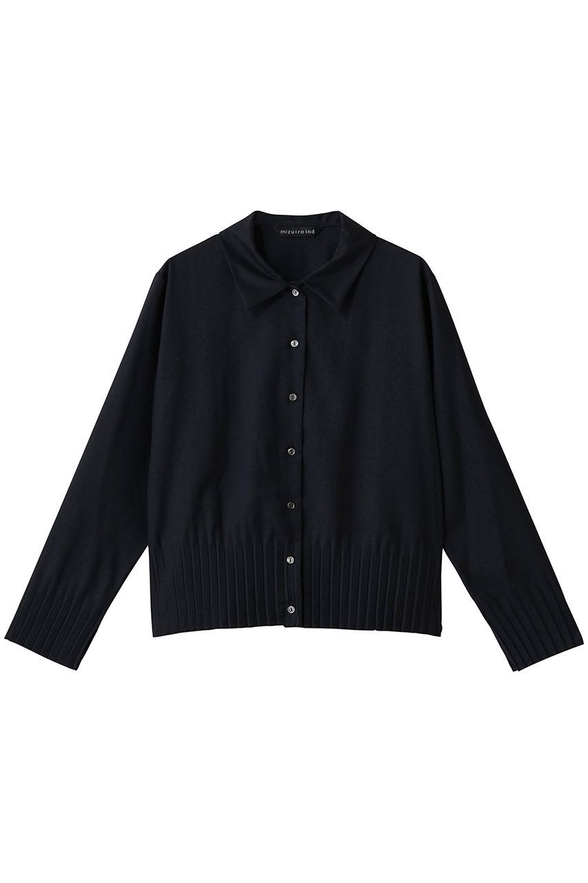 mizuiro ind pleats hem shirt シャツ (navy, F) ミズイロインド ELLE SHOP mizuiro ind pleats hem shirt シャツ (navy, F) ミズイロインド ELLE SHOP