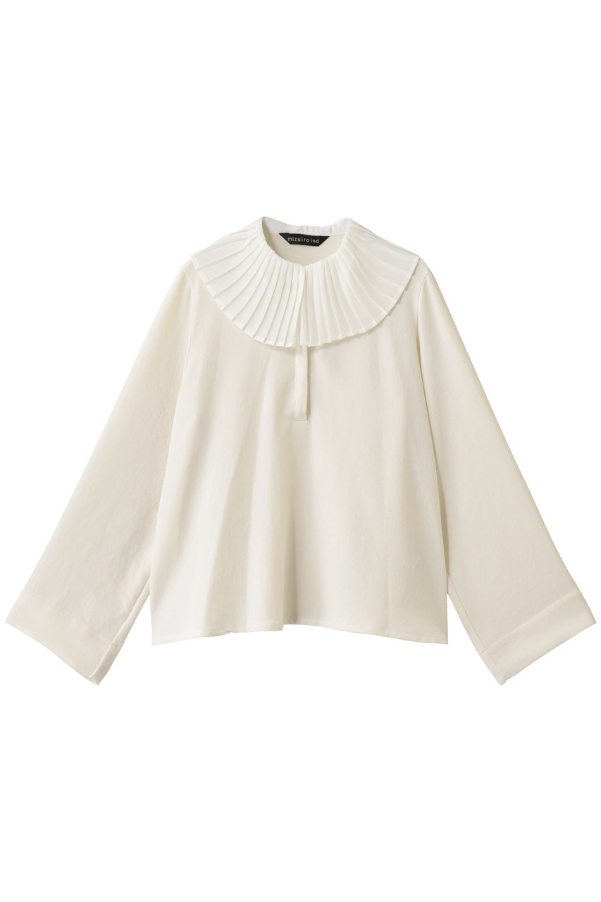mizuiro ind pleats collar shirt P/O プルオーバー (ivory, F) ミズイロインド ELLE SHOP