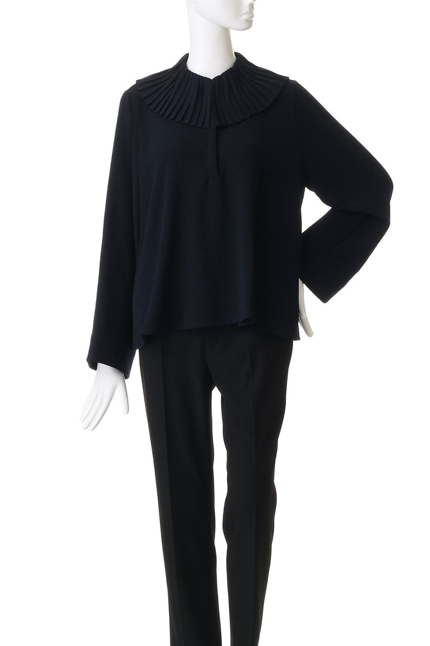 mizuiro ind(ミズイロインド)｜プリーツカラーシャツプルオーバー