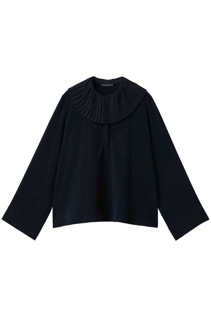 mizuiro ind pleats collar shirt P/O プルオーバー (navy, F) ミズイロインド ELLE SHOP mizuiro ind pleats collar shirt P/O プルオーバー (navy, F) ミズイロインド ELLE SHOP