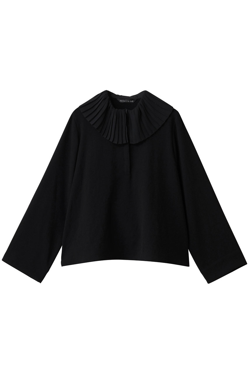 mizuiro ind pleats collar shirt P/O プルオーバー (black, F) ミズイロインド ELLE SHOP