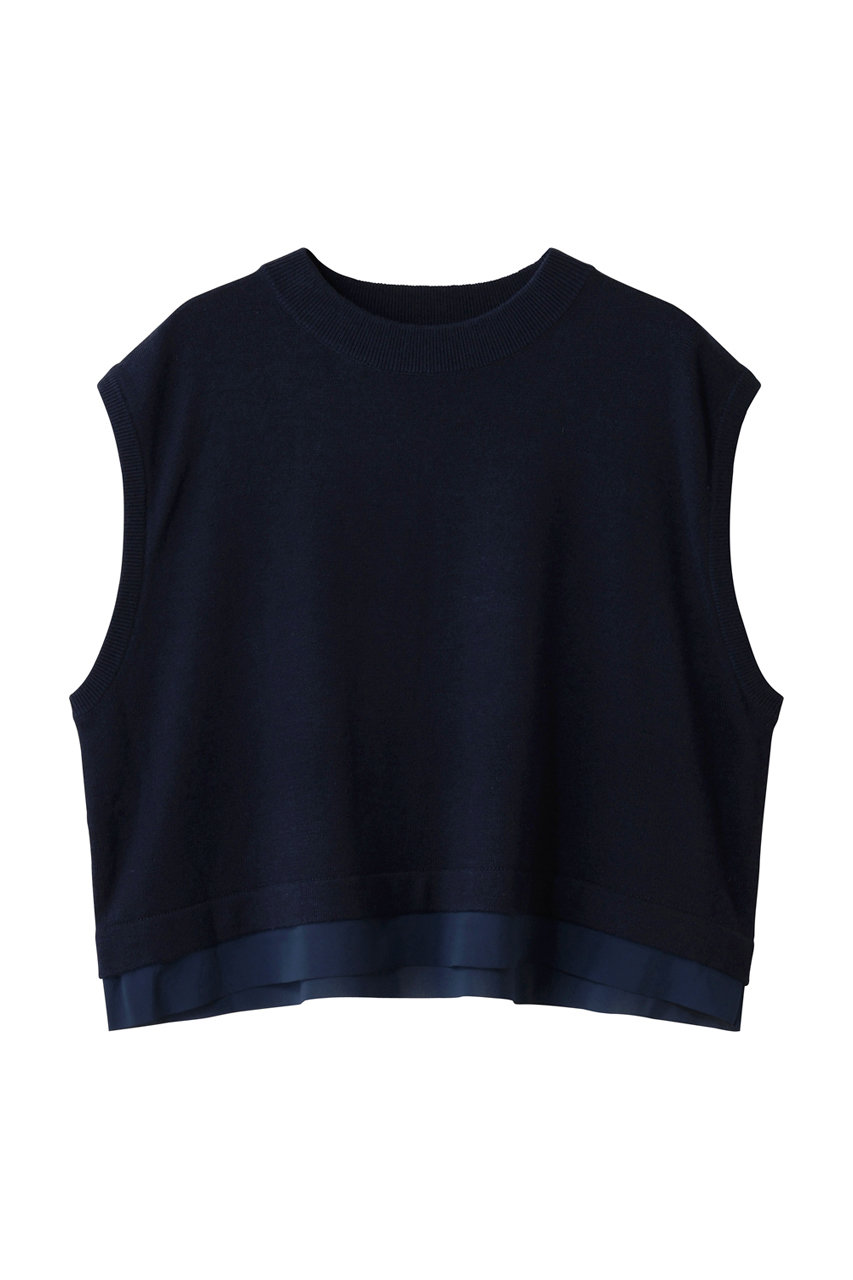 mizuiro ind chiffon frill hem vest ベスト (navy, F) ミズイロインド ELLE SHOP mizuiro ind chiffon frill hem vest ベスト (navy, F) ミズイロインド ELLE SHOP