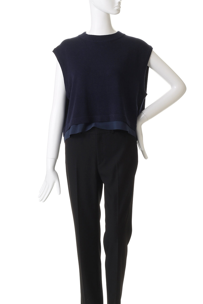 mizuiro ind(ミズイロインド)｜シフォンフリルヘムベスト/navy の通販