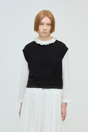 ミズイロインド/mizuiro indのchiffon frill hem vest ベスト(110300/110301)