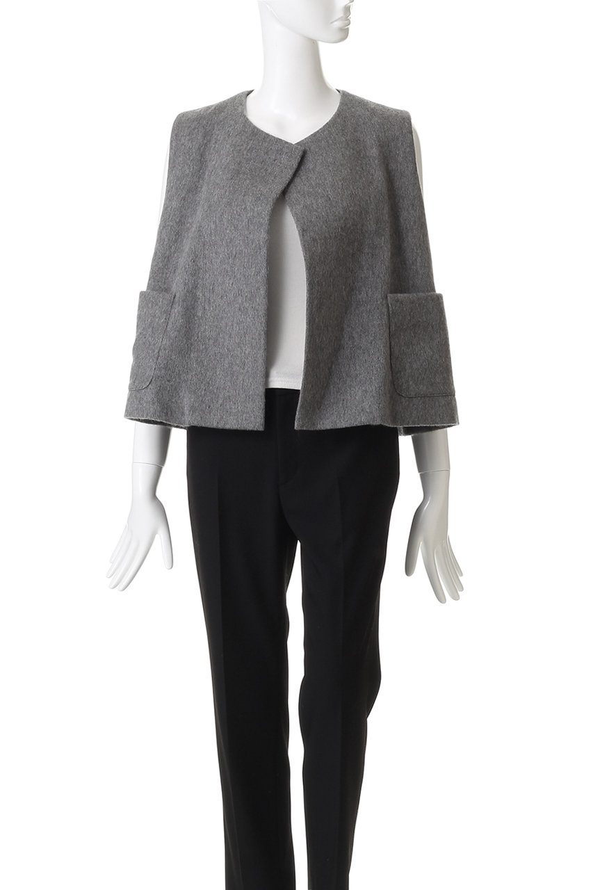 mizuiro ind(ミズイロインド)｜ポケット付きクルーネックベスト/gray