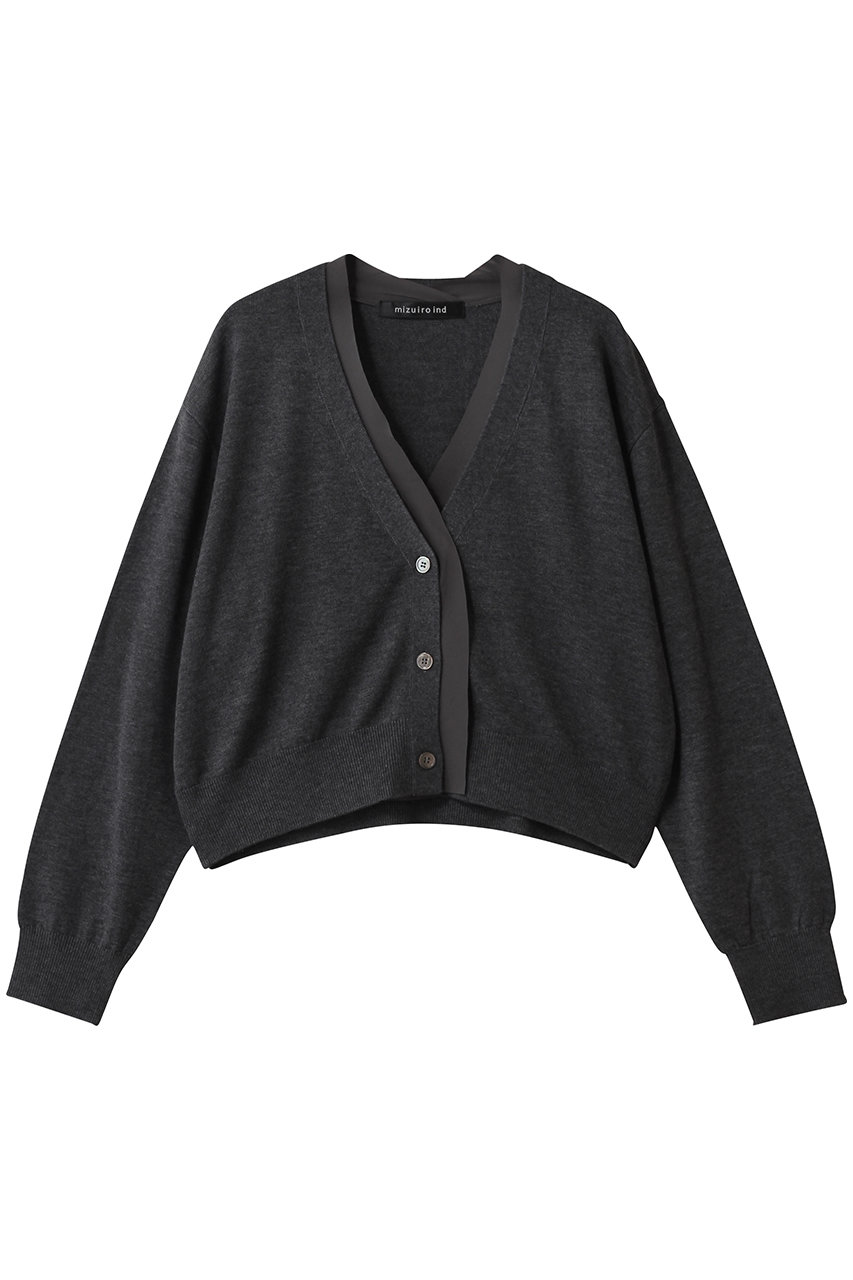 mizuiro ind chiffon frill V neck C/D カーディガン (c.gray, F) ミズイロインド ELLE SHOP