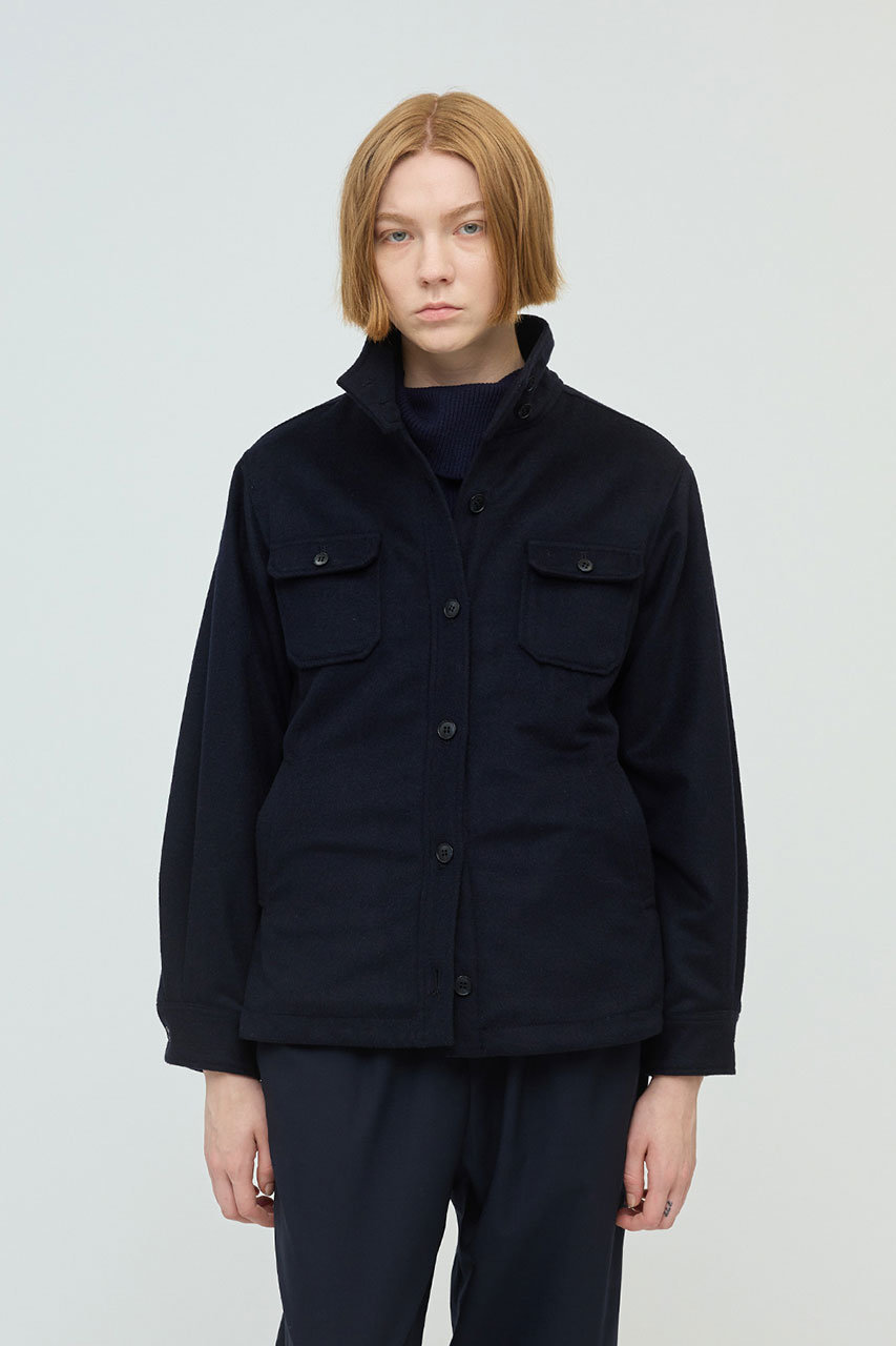 mizuiro ind(ミズイロインド)｜バックボアシャツジャケット/navy の