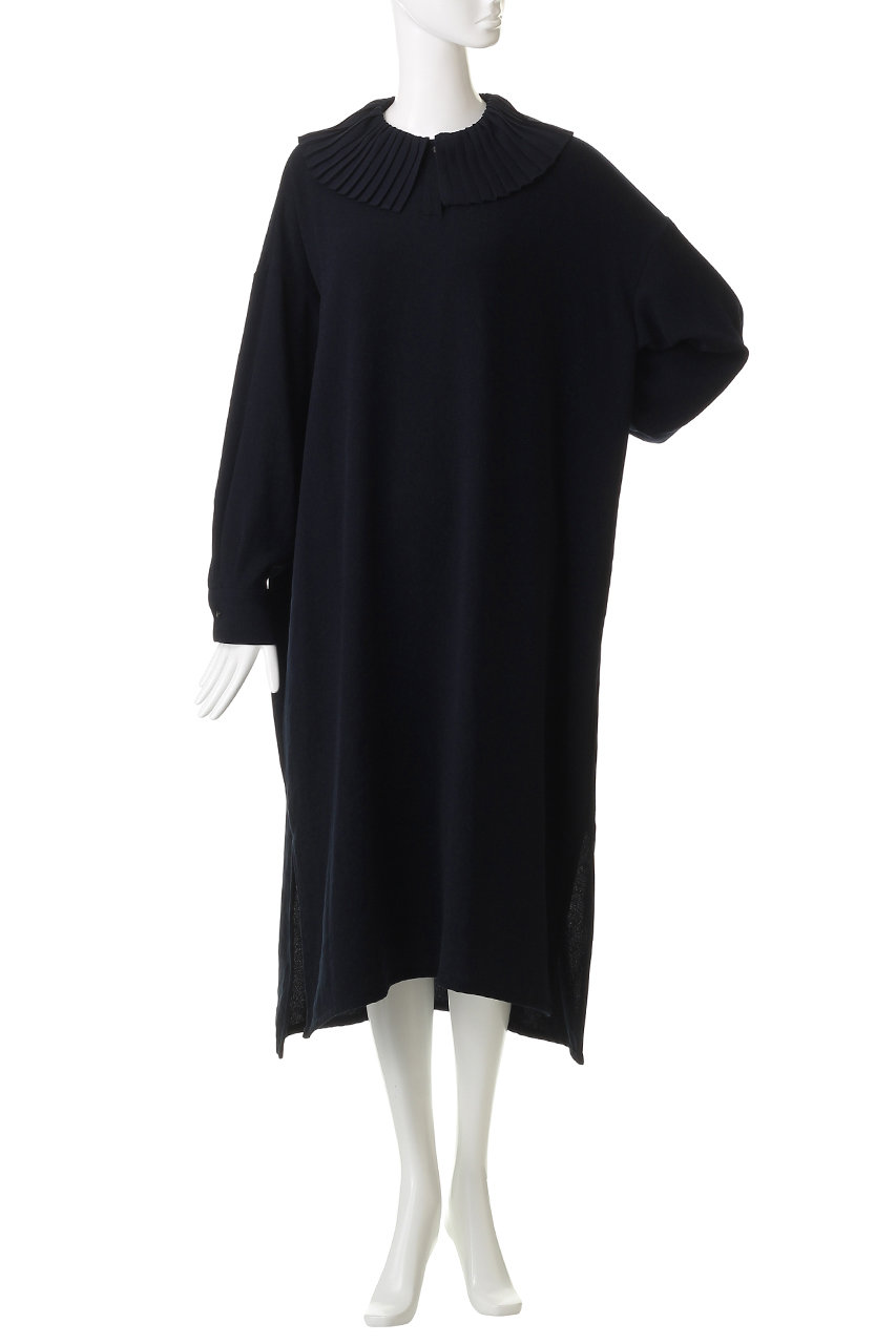 mizuiro ind(ミズイロインド)｜プリーツカラーワンピース/navy の通販