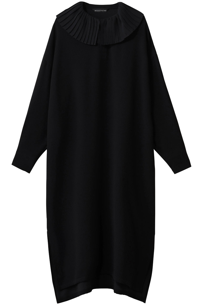 ミズイロインド/mizuiro indのプリーツカラーワンピース(blackA/3-250068)