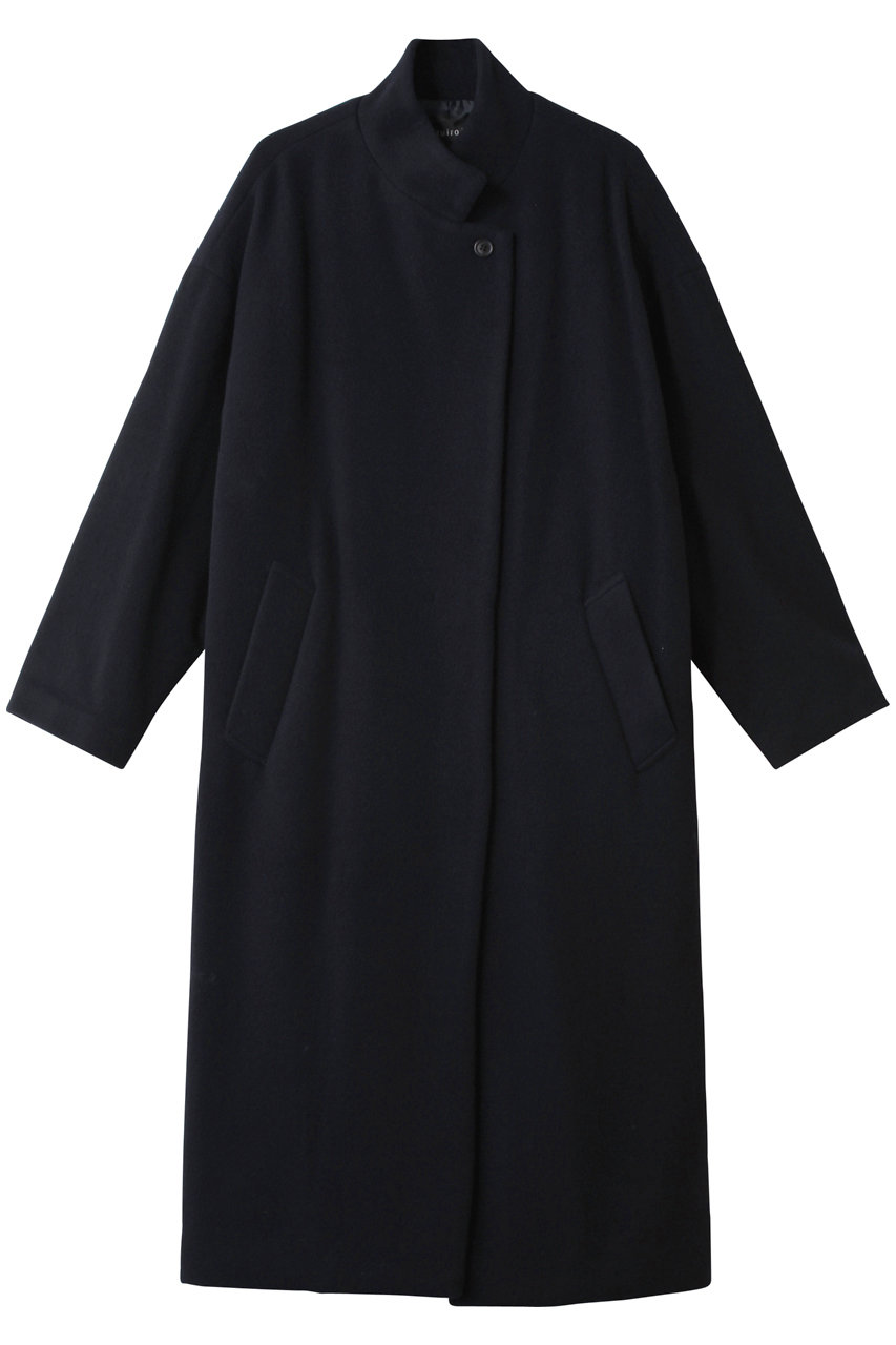mizuiro ind wool blend stand collar CT コート (navy, F) ミズイロインド ELLE SHOP mizuiro ind wool blend stand collar CT コート (navy, F) ミズイロインド ELLE SHOP