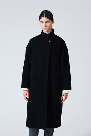 ミズイロインド/mizuiro indのウールブレンドスタンドカラーコート(110900/110903)