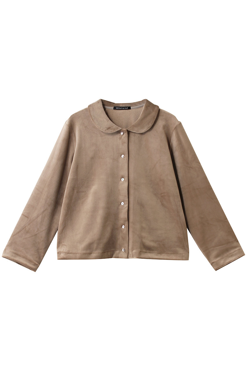mizuiro ind velour round colllar shirt シャツ (beige, F) ミズイロインド ELLE SHOP mizuiro ind velour round colllar shirt シャツ (beige, F) ミズイロインド ELLE SHOP