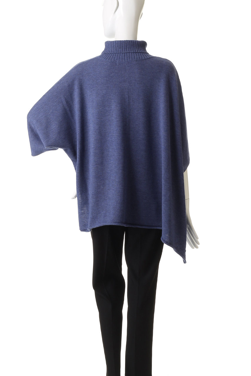 mizuiro ind アシメ大判ポンチョ風ゆったりニット ネイビー F mizuiro ind(ミズイロインド)｜ポンチョライクプルオーバー/off white