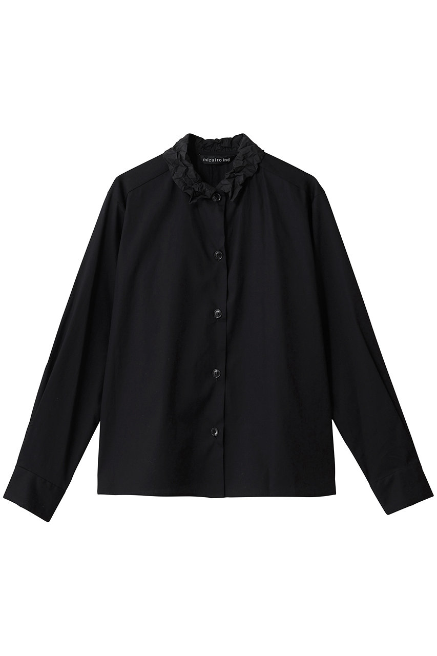 mizuiro ind washer collar shirt シャツ (black, F) ミズイロインド ELLE SHOP mizuiro ind washer collar shirt シャツ (black, F) ミズイロインド ELLE SHOP