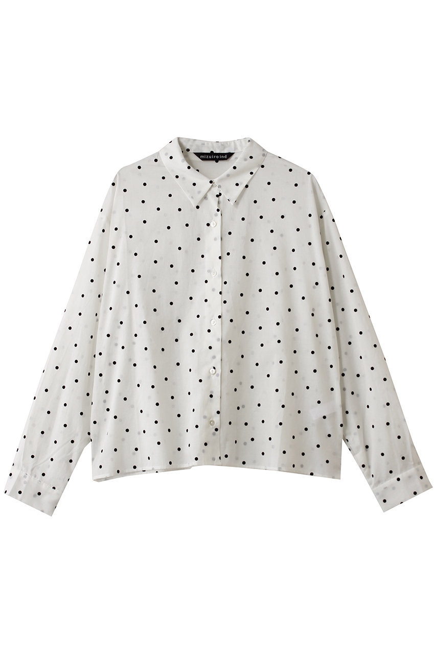mizuiro ind flocky dots print shirt シャツ (off white, F) ミズイロインド ELLE SHOP