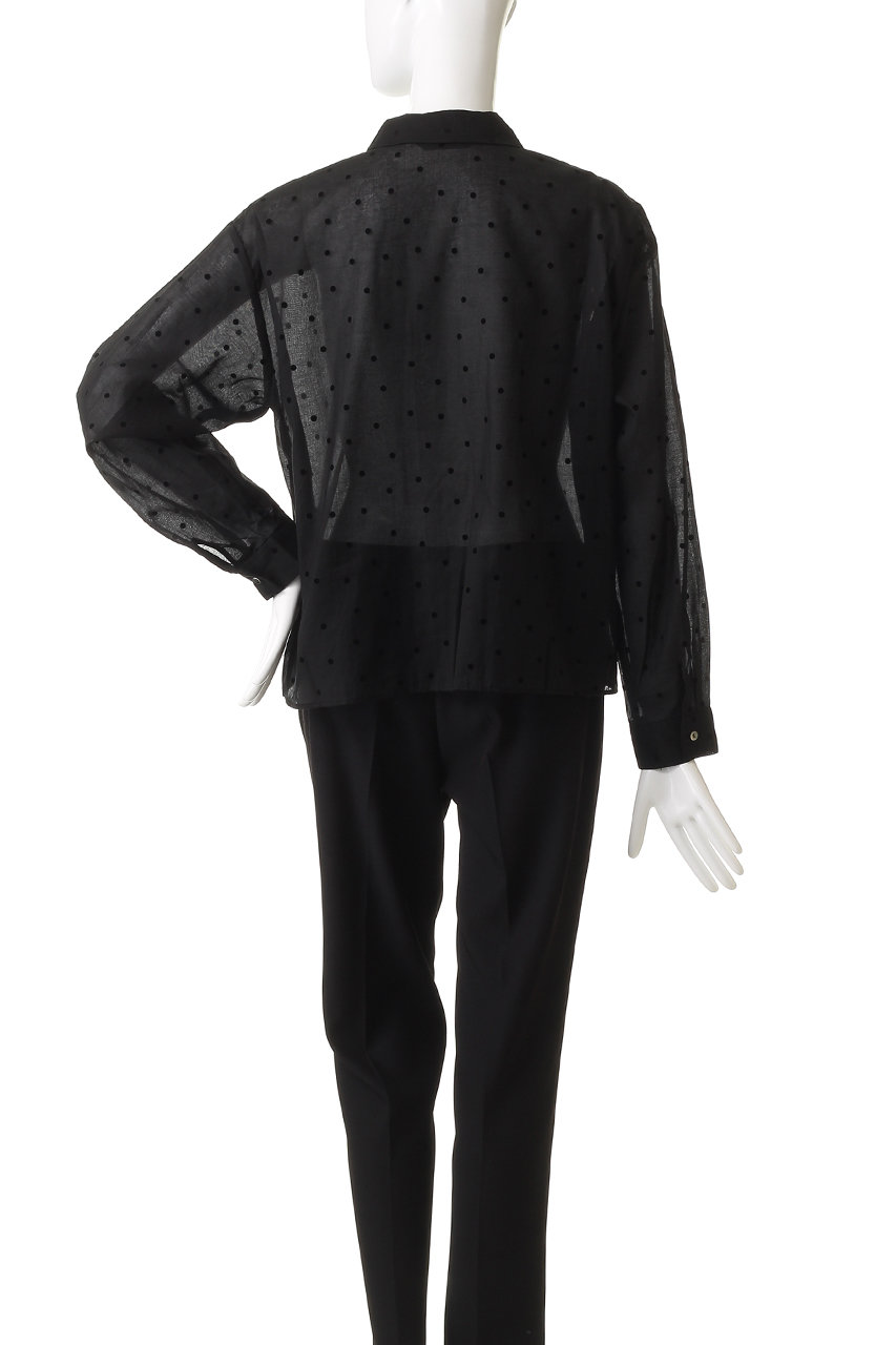 mizuiro ind(ミズイロインド)｜フロッキードットプリントシャツ/off