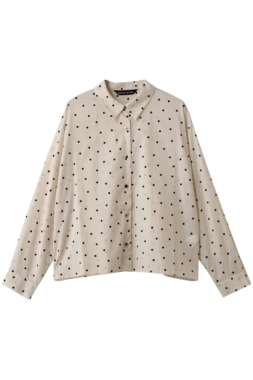 mizuiro ind flocky dots print shirt シャツ (ivory, F) ミズイロインド ELLE SHOP mizuiro ind flocky dots print shirt シャツ (ivory, F) ミズイロインド ELLE SHOP