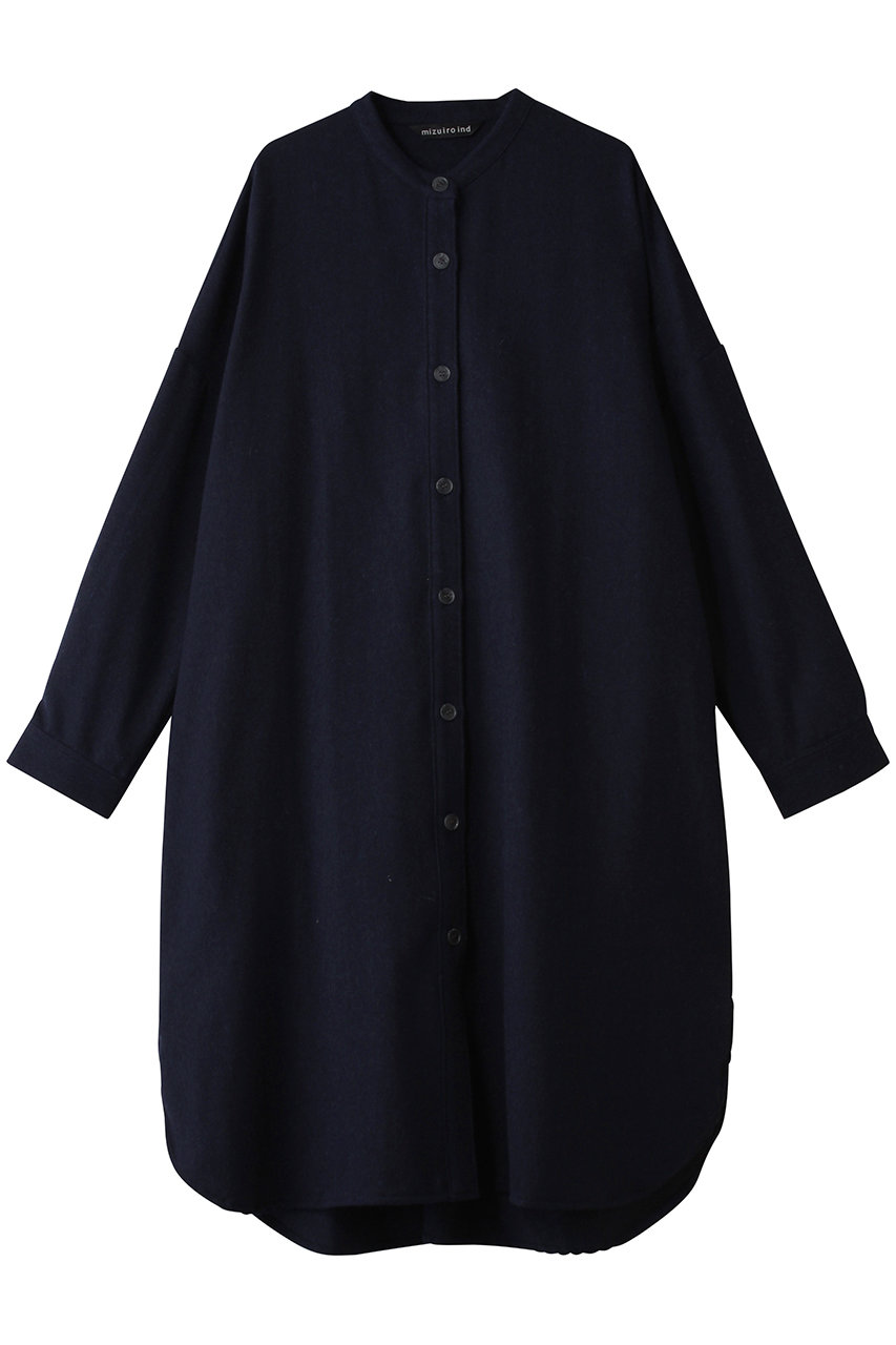 mizuiro ind stand collar shirt OP ワンピース (navy, F) ミズイロインド ELLE SHOP mizuiro ind stand collar shirt OP ワンピース (navy, F) ミズイロインド ELLE SHOP