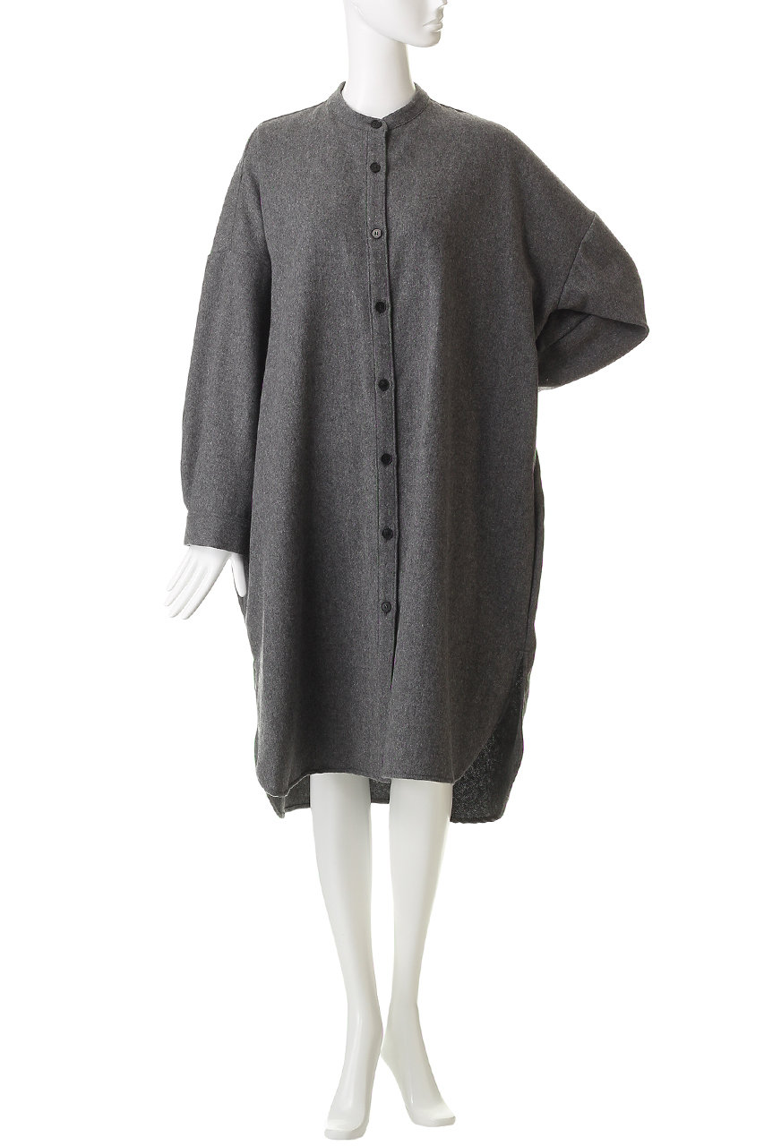 mizuiro ind(ミズイロインド)｜スタンドカラーシャツワンピース/navy