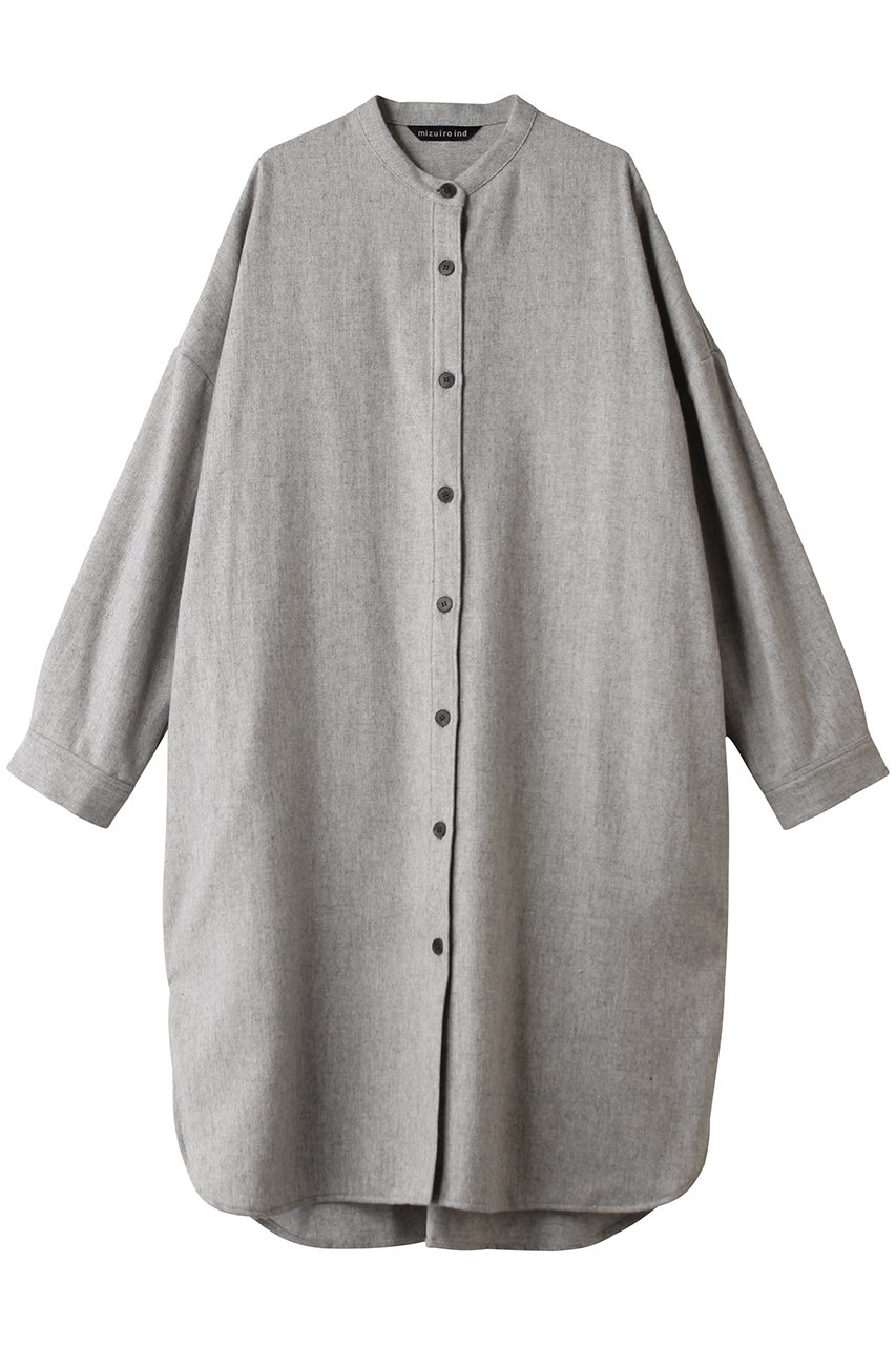 mizuiro ind stand collar shirt OP ワンピース (l.gray, F) ミズイロインド ELLE SHOP mizuiro ind stand collar shirt OP ワンピース (l.gray, F) ミズイロインド ELLE SHOP