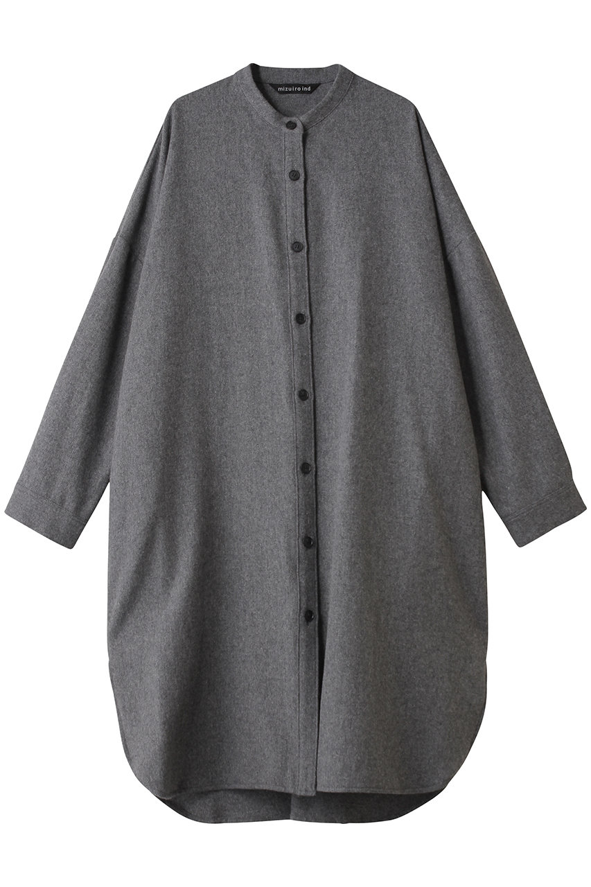 mizuiro ind stand collar shirt OP ワンピース (gray, F) ミズイロインド ELLE SHOP mizuiro ind stand collar shirt OP ワンピース (gray, F) ミズイロインド ELLE SHOP
