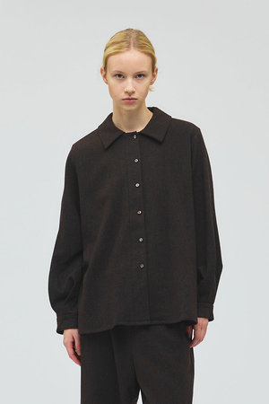 ミズイロインド/mizuiro indのウールブレンドバルーンスリーブチュニックシャツ(110400/110403)