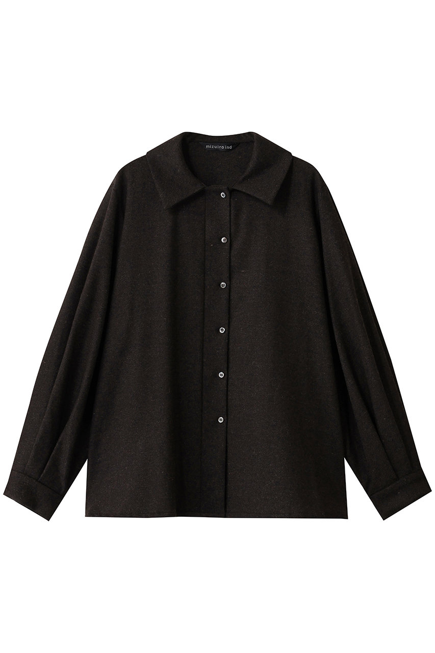 mizuiro ind wool blend ballon slv tunic shirt シャツ (brownA, F) ミズイロインド ELLE SHOP