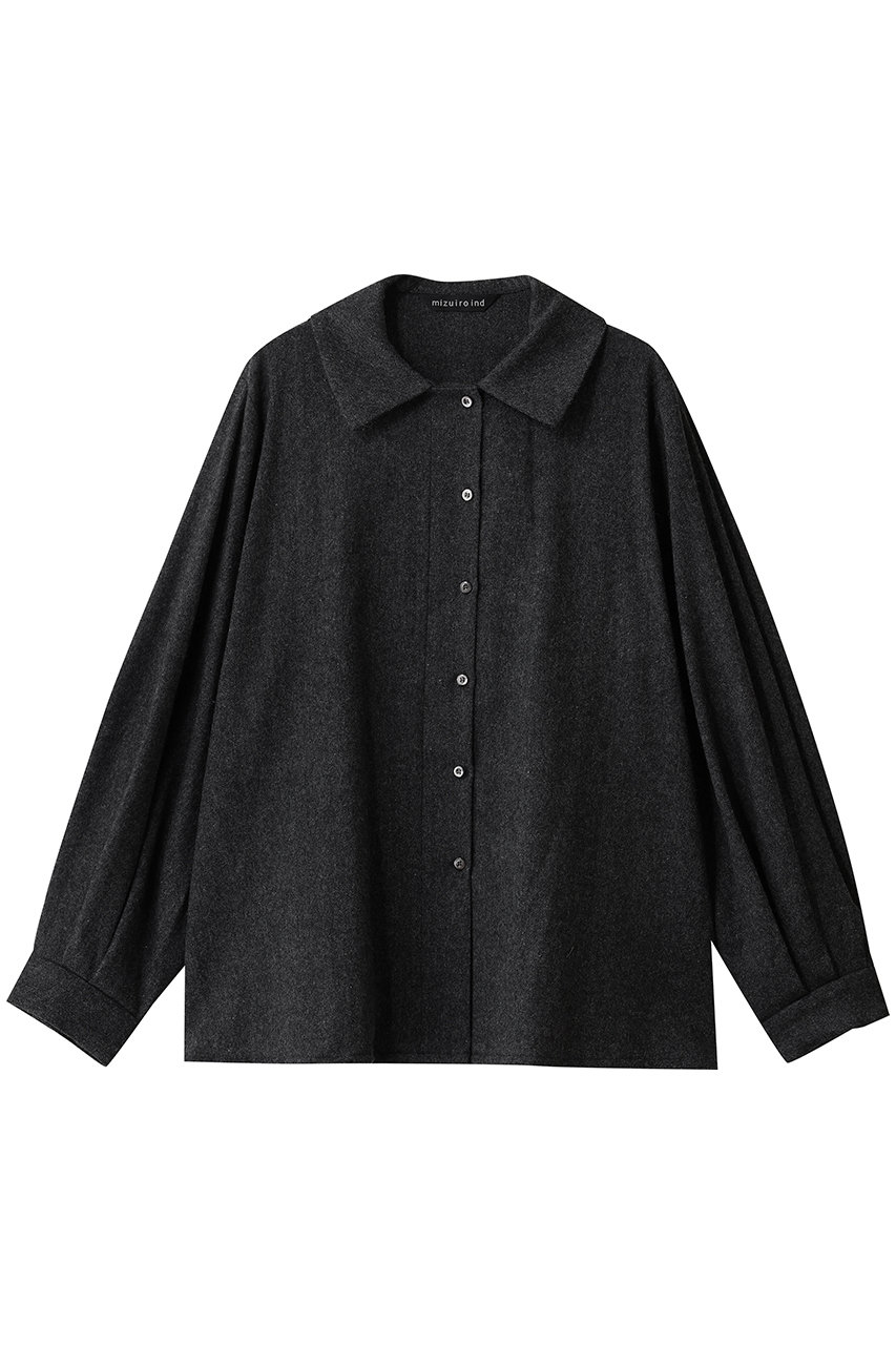 mizuiro ind wool blend ballon slv tunic shirt シャツ (c.gray, F) ミズイロインド ELLE SHOP