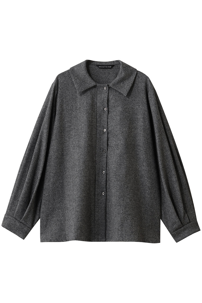 mizuiro ind wool blend ballon slv tunic shirt シャツ (96(mix)A, F) ミズイロインド ELLE SHOP