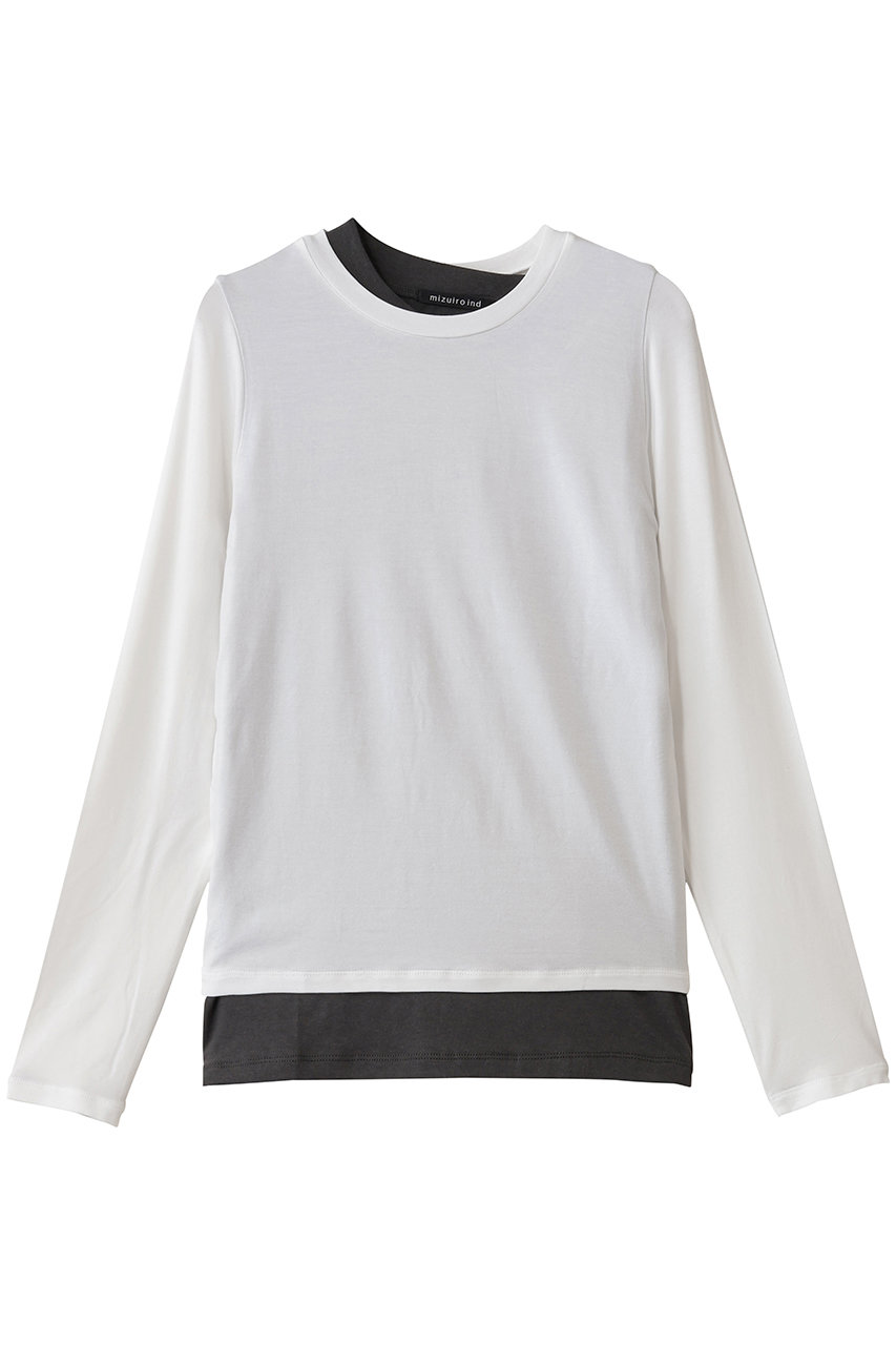 mizuiro ind layered T Tシャツ (off white, F) ミズイロインド ELLE SHOP mizuiro ind layered T Tシャツ (off white, F) ミズイロインド ELLE SHOP