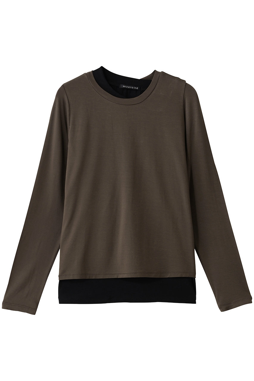 mizuiro ind layered T Tシャツ (brown, F) ミズイロインド ELLE SHOP mizuiro ind layered T Tシャツ (brown, F) ミズイロインド ELLE SHOP