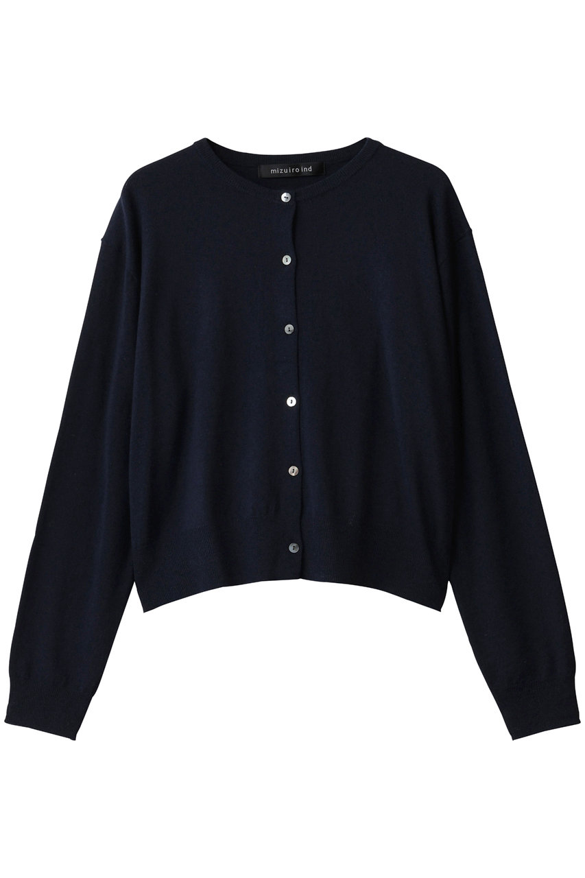 mizuiro ind crew neck short C/D カーディガン (navy, F) ミズイロインド ELLE SHOP