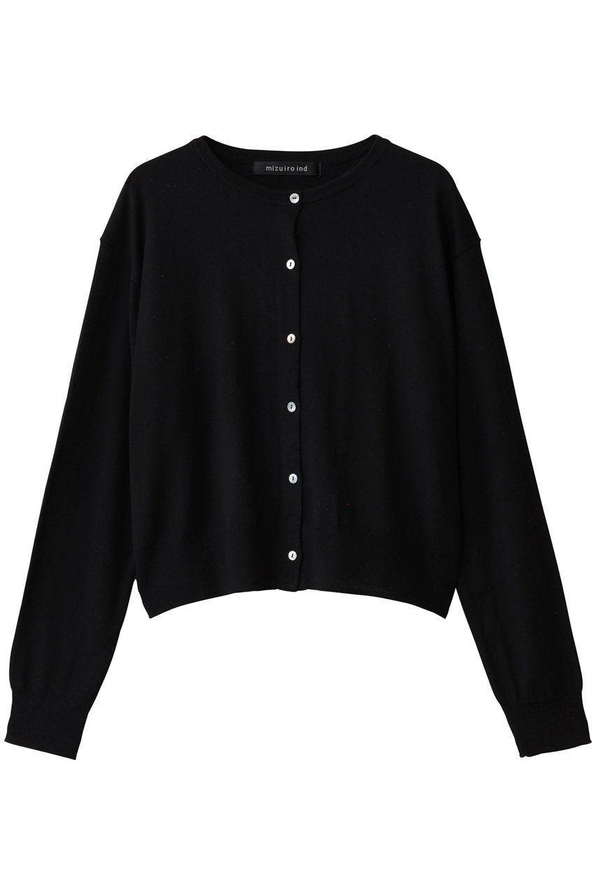 mizuiro ind crew neck short C/D カーディガン (black, F) ミズイロインド ELLE SHOP