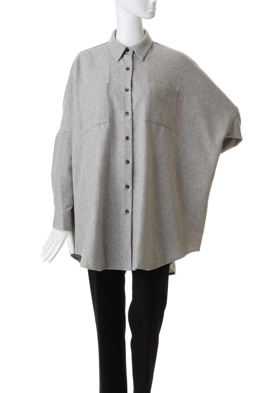 mizuiro ind(ミズイロインド)｜ポケット付きワイドシャツ/l.gray の