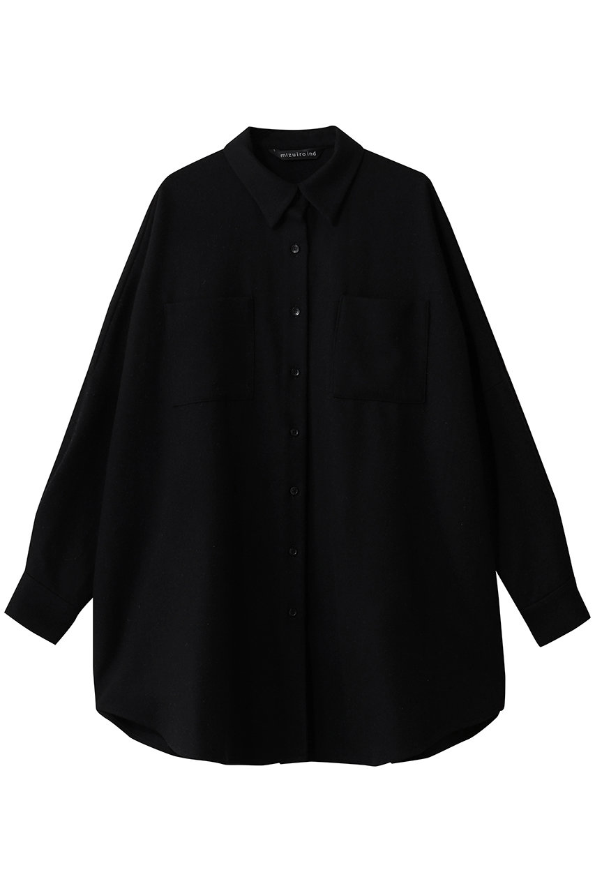 mizuiro ind wide shirt with pockets シャツ (black, F) ミズイロインド ELLE SHOP mizuiro ind wide shirt with pockets シャツ (black, F) ミズイロインド ELLE SHOP