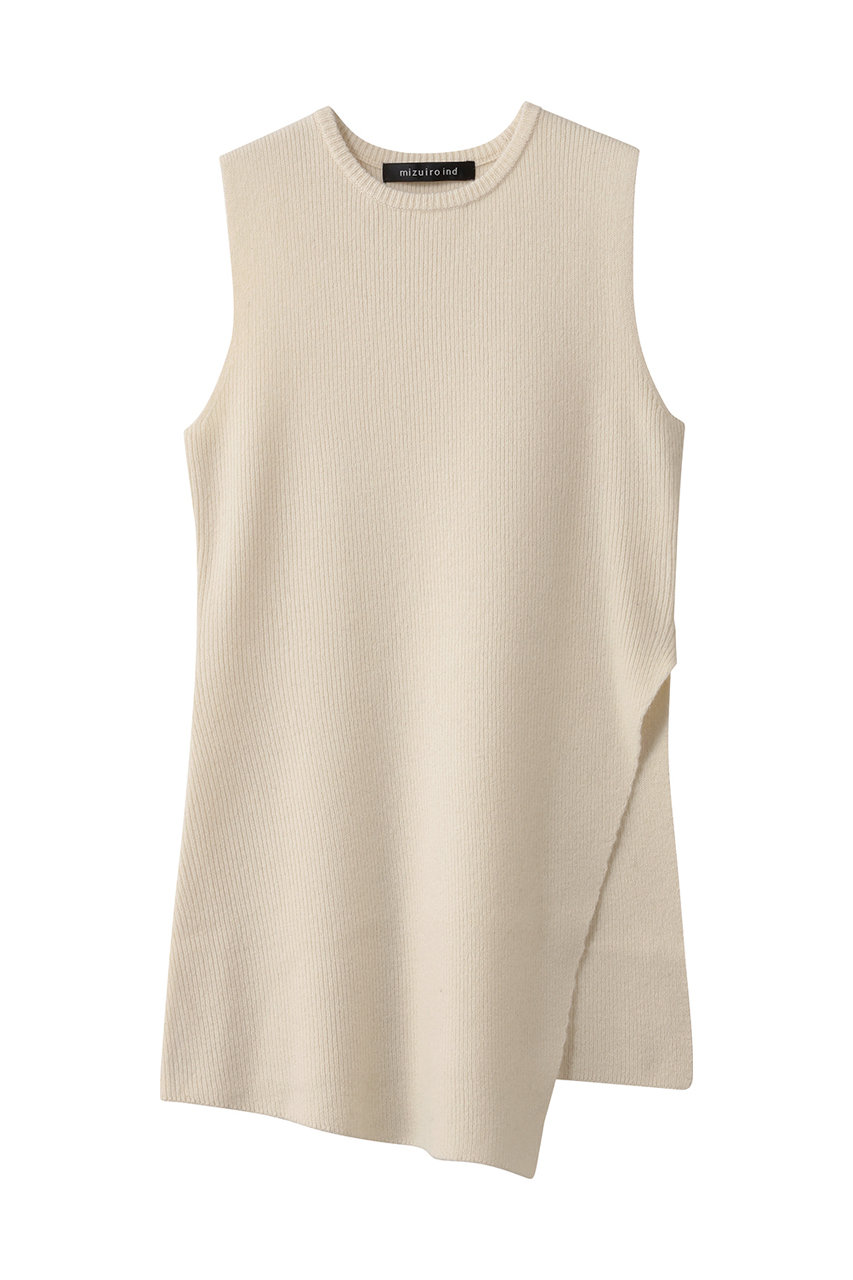 mizuiro ind side slit rib vest ベスト (ivory, F) ミズイロインド ELLE SHOP mizuiro ind side slit rib vest ベスト (ivory, F) ミズイロインド ELLE SHOP