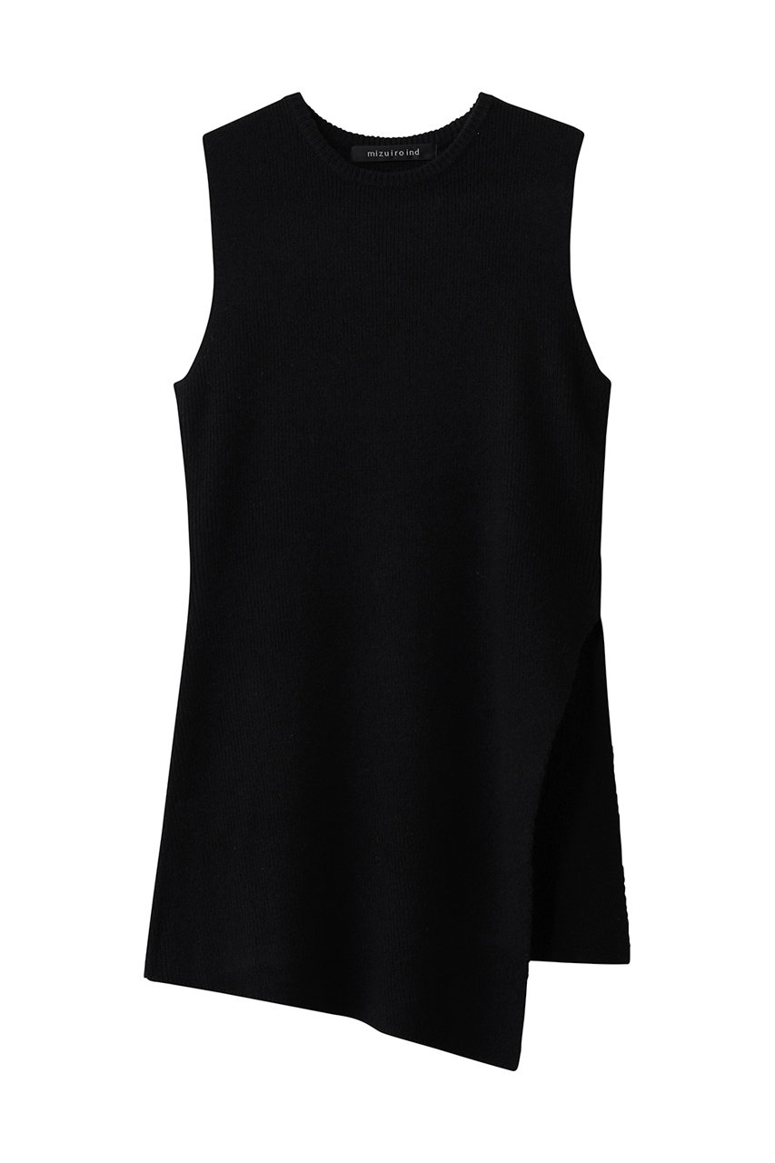 mizuiro ind side slit rib vest ベスト (black, F) ミズイロインド ELLE SHOP mizuiro ind side slit rib vest ベスト (black, F) ミズイロインド ELLE SHOP